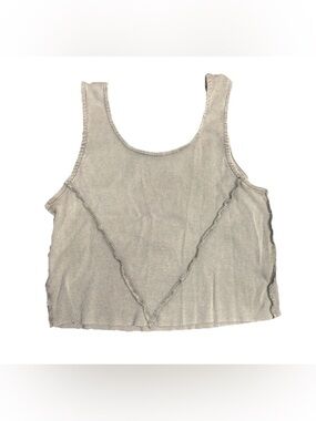 Urban Nation Women's Ribbed Knit Cropped Tank Top - Gray Boho Grunge Medium